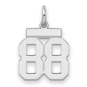 Sterling Silver, Athletic Collection, Small Polished Number 88 Pendant